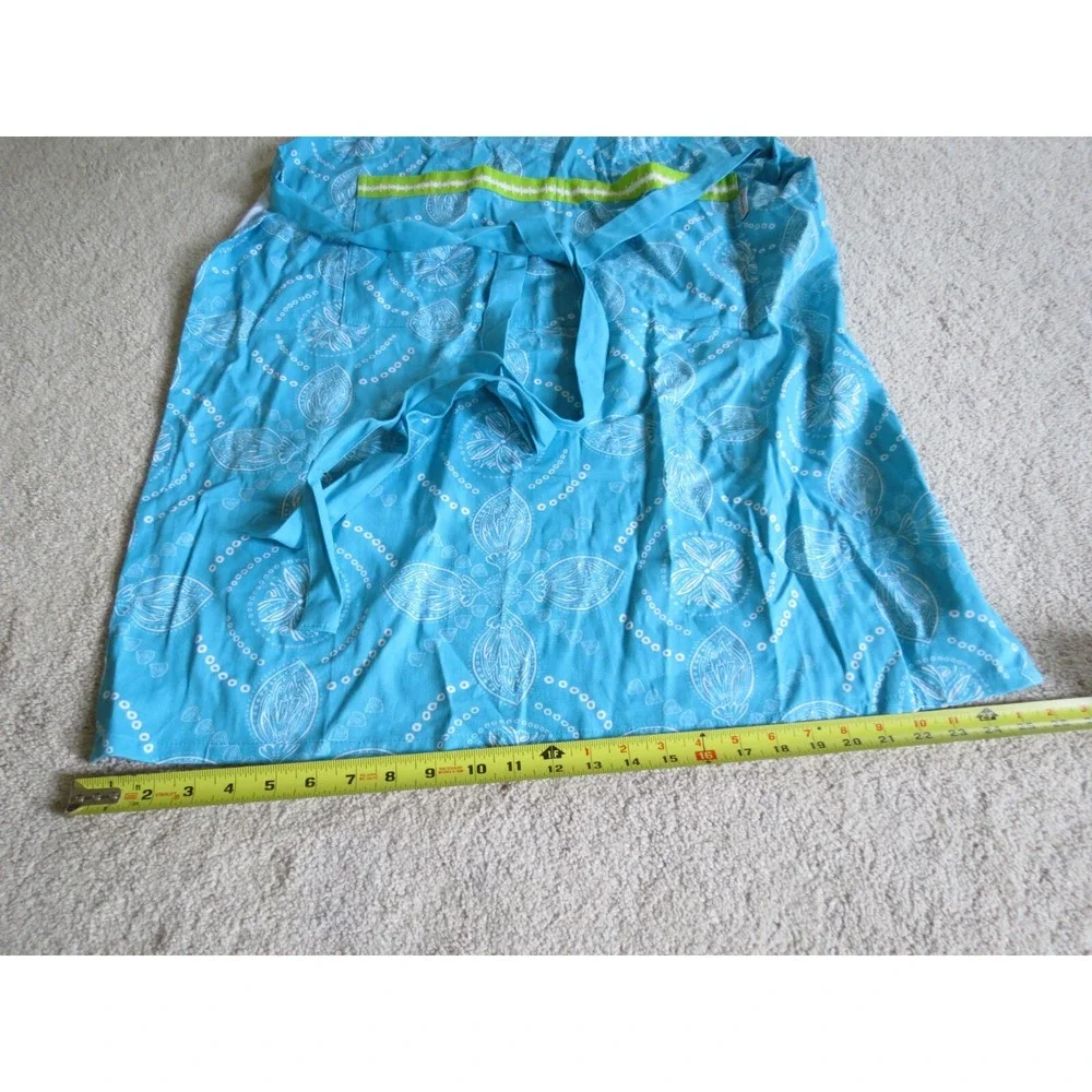 MU Kitchen Chautauqua Lake Summer Cotton Cooking Apron Blue Paisley Pocket